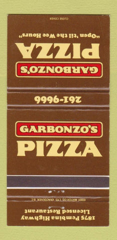 Matchbook Cover - Garbonzo's Pizza 30 Strike