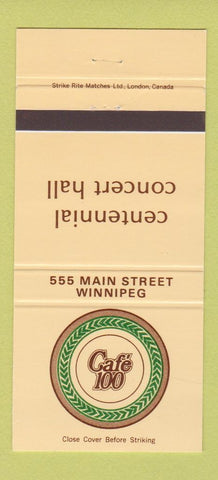 Matchbook Cover - Cafe 100 Winnipeg MB 30 Strike