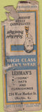 Matchbook Cover - Lehman's Clothes Louisville KY Safety First VERY POOR