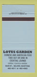 Matchbook Cover - Lotus Garden Chinese Food Selkirk MB 30 Strike