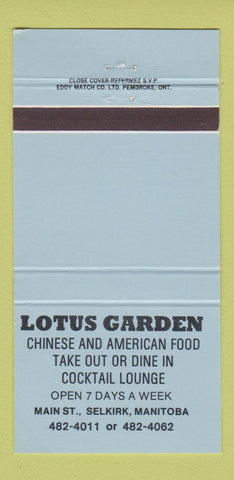 Matchbook Cover - Lotus Garden Chinese Food Selkirk MB 30 Strike