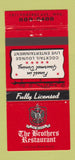 Matchbook Cover - Brothers Restaurant Winnipeg MB 30 Strike
