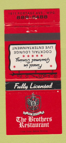 Matchbook Cover - Brothers Restaurant Winnipeg MB 30 Strike