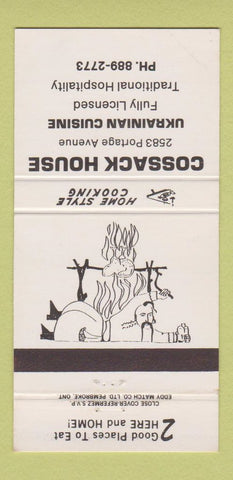 Matchbook Cover - Cossack House Ukrainian Winnipeg MB 30 Strike
