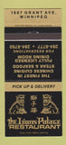 Matchbook Cover - Lions Palace Restaurant Chinese Winnipeg MB 30 Strike