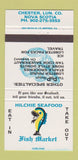 Matchbook Cover - Hilchie Seafood Fish Mark Chester NS 30 Strike