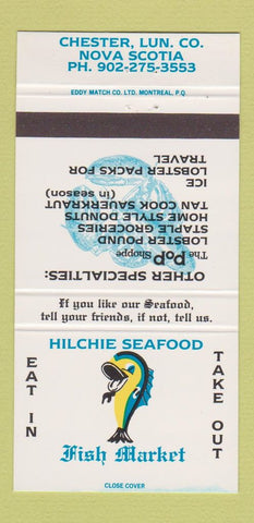 Matchbook Cover - Hilchie Seafood Fish Mark Chester NS 30 Strike