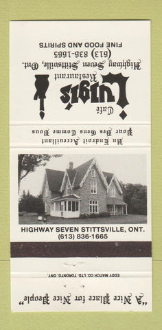 Matchbook Cover - Cafe Luigi's Restaurant Stittsville ON 30 Strike