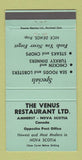 Matchbook Cover - Venus Restaurant Amherst NS 30 Strike