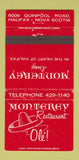 Matchbook Cover - Montgomery Restaurant Mexican Halifax NS WEAR 30 Strike