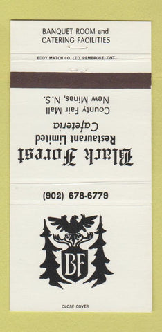 Matchbook Cover - Black Forest Restaurant New Minas NS 30 Strike