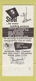 Matchbook Cover - Patterson Steel Tulsa OK 30 Strike