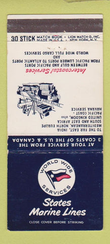 Matchbook Cover - States Marine Lines shipping  30 Stick