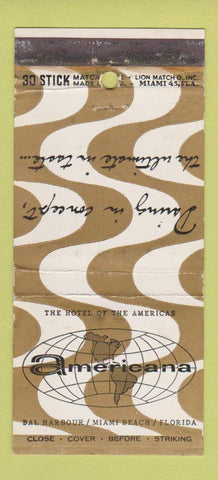 Matchbook Cover - Americana Hotel Miami Beach FL 30 Stick