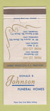Matchbook Cover - Donald Johnson Funeral Homes Hudson Bedford OH 30 Strike