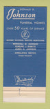 Matchbook Cover - Donald Johnson Funeral Homes Hudson Bedford OH 30 Strike