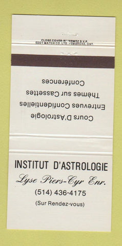 Matchbook Cover - Institut D'Astrologie QC 30 Strike
