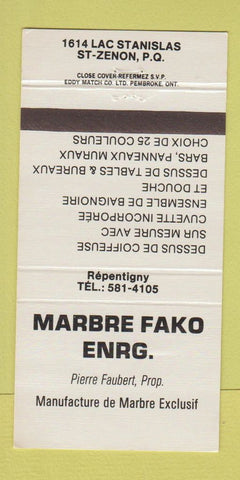 Matchbook Cover - Marbre Fako Enrg St Lenon QC 30 Strike