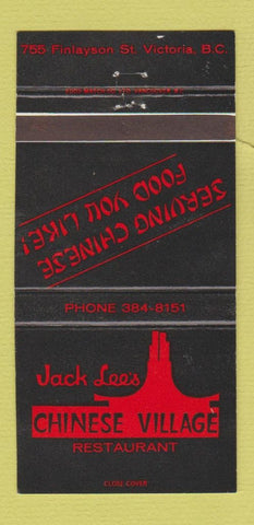 Matchbook Cover - Jack Lee's Chinese Village Victoria BC 30 Strike