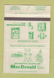 Matchbook Cover - MacDonald Supply Bathroom Findlay Bellefontaine OH 40 Strike