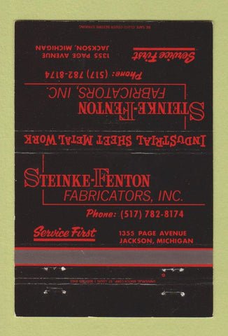 Matchbook Cover - Steinke Fenton Fabricators Jackson MI 40 Strike