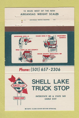 Matchbook Cover - Shell Lake Truck Stop Skelly oil gas Earle? AR 40 Strike