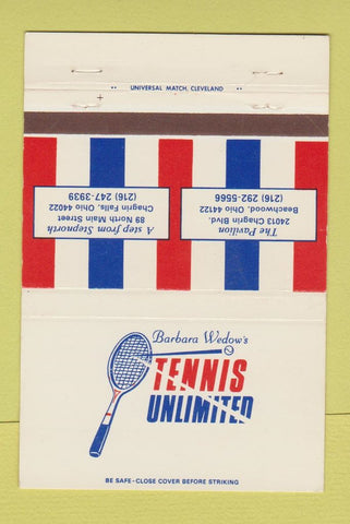 Matchbook Cover - Barbara Wedow's Tennis Unlimited Beachwood OH 40 Strike