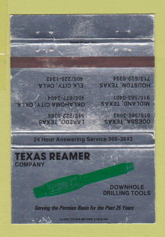 Matchbook Cover - Texas Reamer Drilling Tools Laredo Odessa TX WEAR 40 Strike