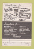 Matchbook Cover - Tucson Bearing AZ Phoenix 40 Strike