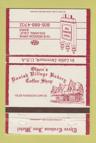 Matchbook Cover - Three Crowns Inn Solvang CA WEAR 40 Strike