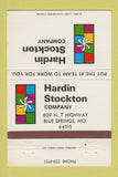 Matchbook Cover Hardin Stockton Company Blue Springs MO 40 Strike