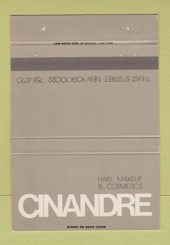 Matchbook Cover - Cinandre Salon New York City 40 Strike