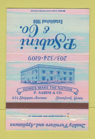Matchbook Cover - P Sabini Furniture Appliances Stamford CT 40 Strike