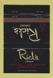 Matchbook Cover - Rick's Cabaret Houston TX New Orleans Minneapolis 40 Strike