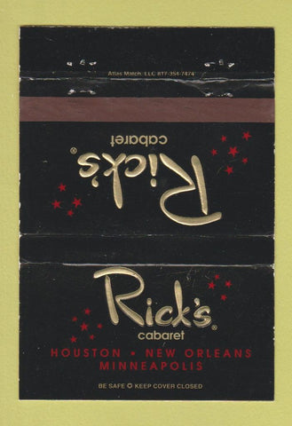 Matchbook Cover - Rick's Cabaret Houston TX New Orleans Minneapolis 40 Strike