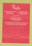 Matchbook Cover - Rick's Cabaret Houston TX New Orleans Minneapolis 40 Strike
