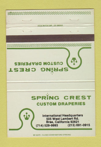 Matchbook Cover - Spring Crest Custom Drapes Brea CA 40 Strike