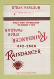 Matchbook Cover - Raindancer Steak House Amsterdam NY 40 Strike
