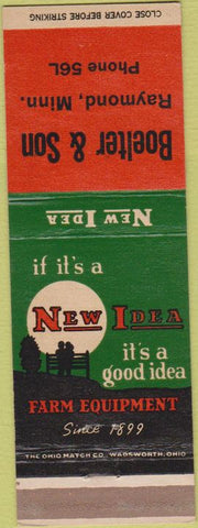 Matchbook Cover - New Idea Tractors Raymond MN Boelter  and  Son