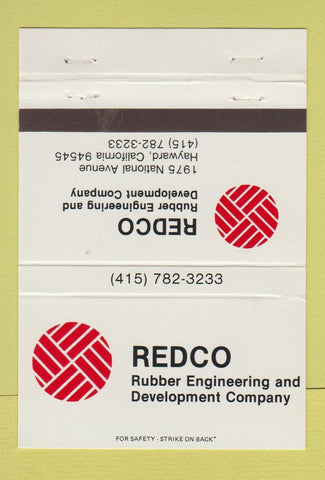 Matchbook Cover - Redco Rubber Engineering Hayward CA 40 Strike