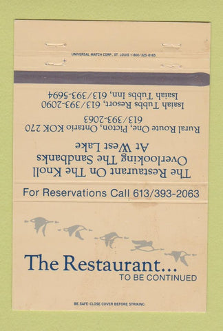 Matchbook Cover - The Restaurant Picton ON 40 Strike