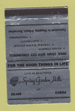 Matchbook Cover - Spring Garden Hills Deland FL 40 Strike
