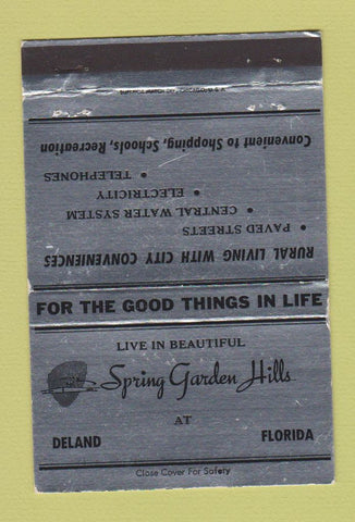 Matchbook Cover - Spring Garden Hills Deland FL 40 Strike