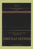 Matchbook Cover - Chief BAF Oluwole 40 Strike