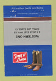 Matchbook Cover - Tony Lama Cowboy Boots Western One Roma Los Saenz TX 40 Strike