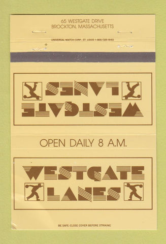 Matchbook Cover - Westgate Lanes Bowling Brockton MA WEAR 40 Strike