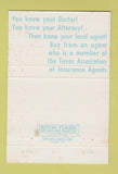 Matchbook Cover - Gordon Smith Insurance Agency Corpus Christi TX 40 Strike