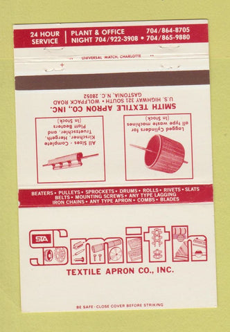 Matchbook Cover - Smith Textile Apron Gastonia NC 40 Strike