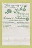 Matchbook Cover - Zimmerman's Florist Flower Frederick MD 40 Strike