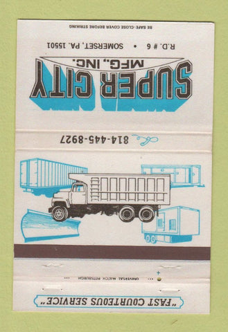 Matchbook Cover - Super City Manufacturing Somerset PA 40 Strike